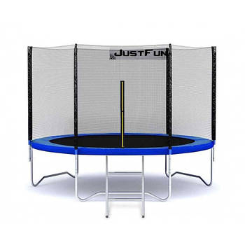 Батут пружинний із захисною сіткою Just Fun Blue (діаметр 312см, сходи)