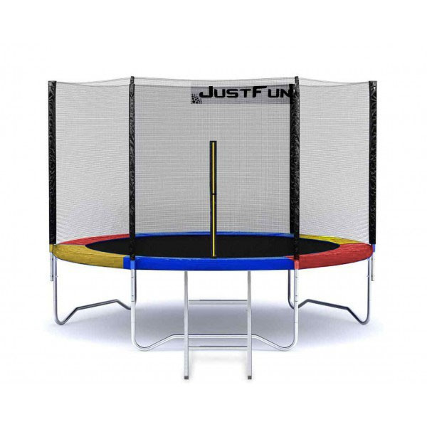 Батут пружинний із захисною сіткою Just Fun Multicolor (діаметр 312см, сходи)