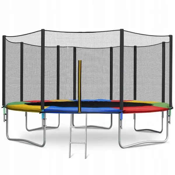 Батут пружинний із захисною сіткою Just Fun Multicolor (діаметр 490см, сходи)