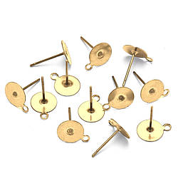 Основа для сережок Гвоздики з петельками 12х6х8 мм 50 пар Золотистий