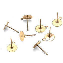 Основа для сережок Гвоздики з петельками 12х8х11 мм 50 пар Золотистий