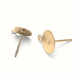 Основа для сережок Гвоздики з петельками 12х10х12,5 мм 50 пар Золотистий