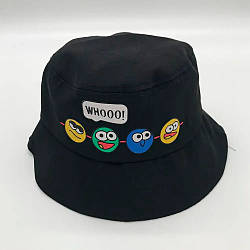 Дитяча панама зі смайликами / Літня панамка з принтом, Чорна