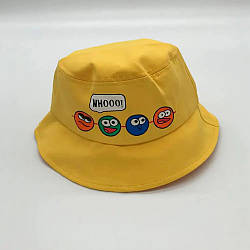 Дитяча панама зі смайликами Жовта / Літня панамка з принтом
