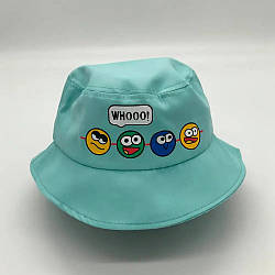 Дитяча панама зі смайликами Блакитна / Літня панамка з принтом