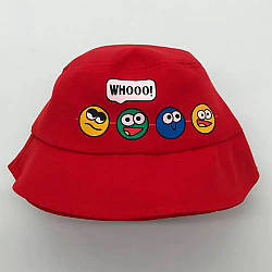 Дитяча панама зі смайликами Червона / Літня панамка з принтом