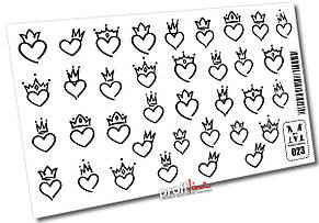 Слайдер-дизайн для декору нігтів Mia-M Prоfessional №023 Серця з коронами