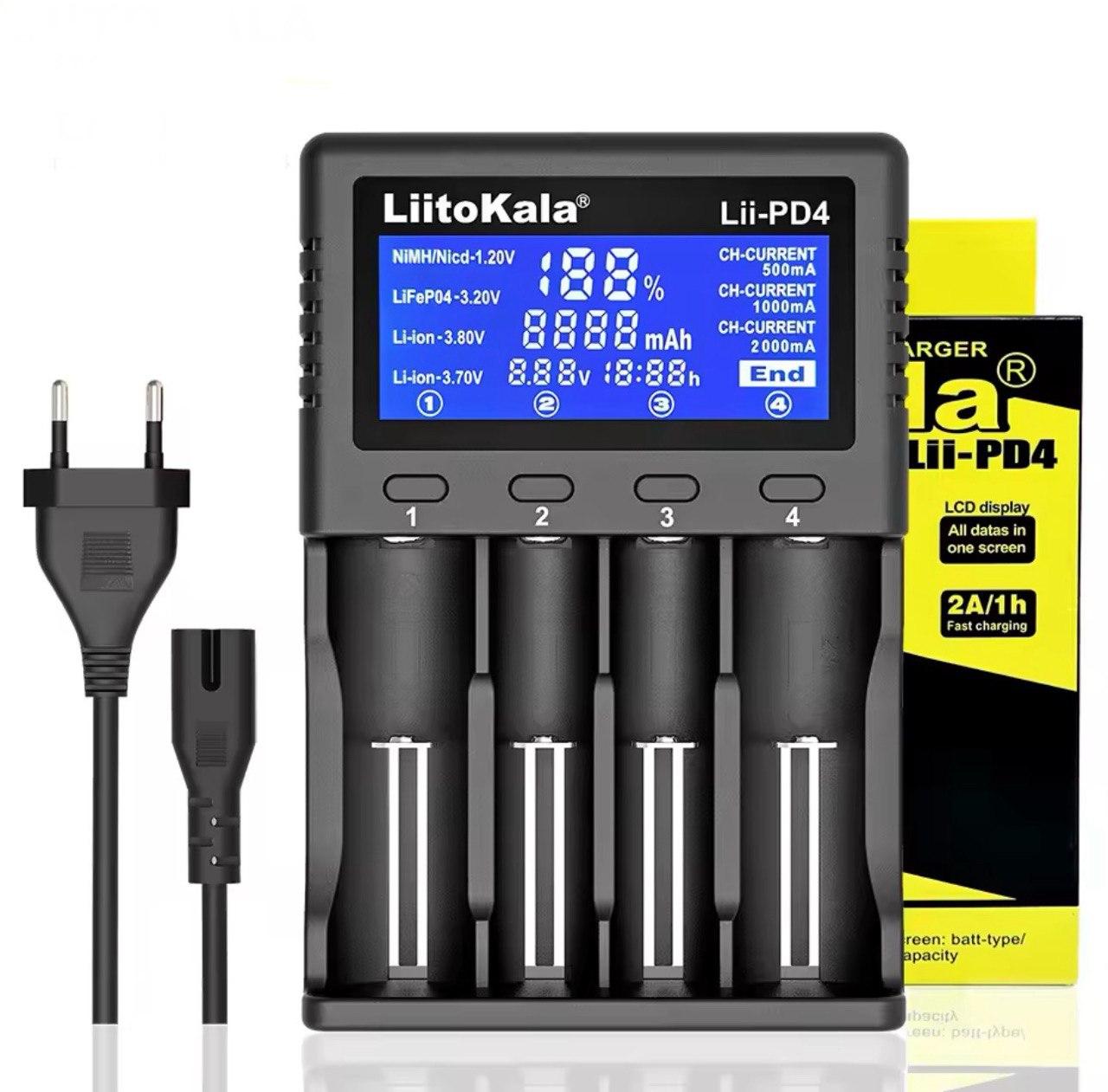Універсальний зарядний пристрій Liitokala Lii-PD4 для Li-ion/LiFePO4/Ni-Mh