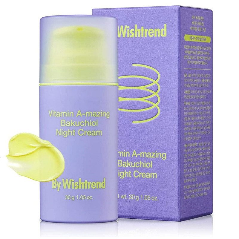 Нічний крем з бакучиолом і ретиналем By Wishtrend Vitamin A-mazing Bakuchiol Night Cream 30 мл