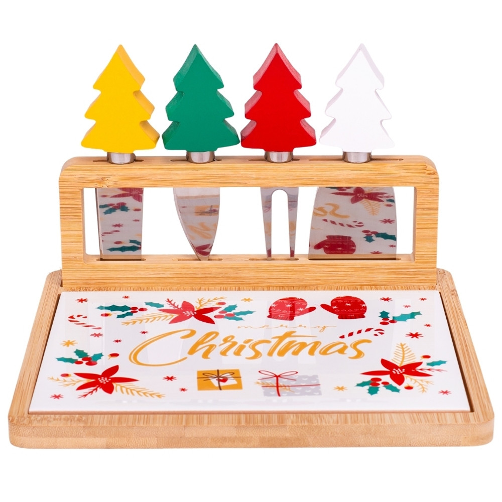 Сирна дошка на бамбуковій підставці Merry Christmas 20х22 см 16020-006