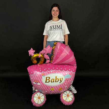Ходяча фігура 246 КИТАЙ-КТ Візочок рожевий Baby (УП), фото 3