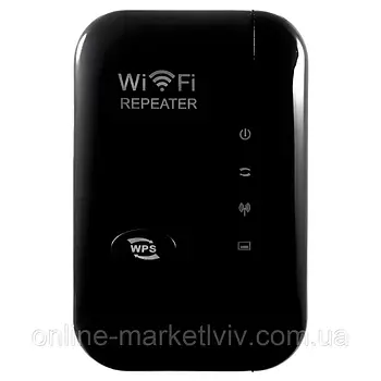 Бездротовий WI-FI підсилювач сигналу до 30мб/сек, Чорний / Розширювач діапазону вай-фай / Маршрутизатор домашній