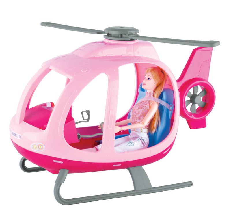 Дитяча іграшкова лялька пілот 30см аксесуари вертоліт світле волосся тематичний набір рольових ігор дівчинці, фото 1