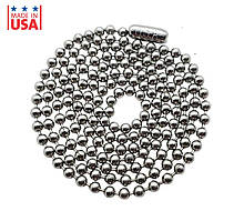 Ланцюг на армійський жетон. Довжина 61 см, діаметр 2.4 мм. Нержавіюча сталь. Не темніє та не облазить. Made in USA