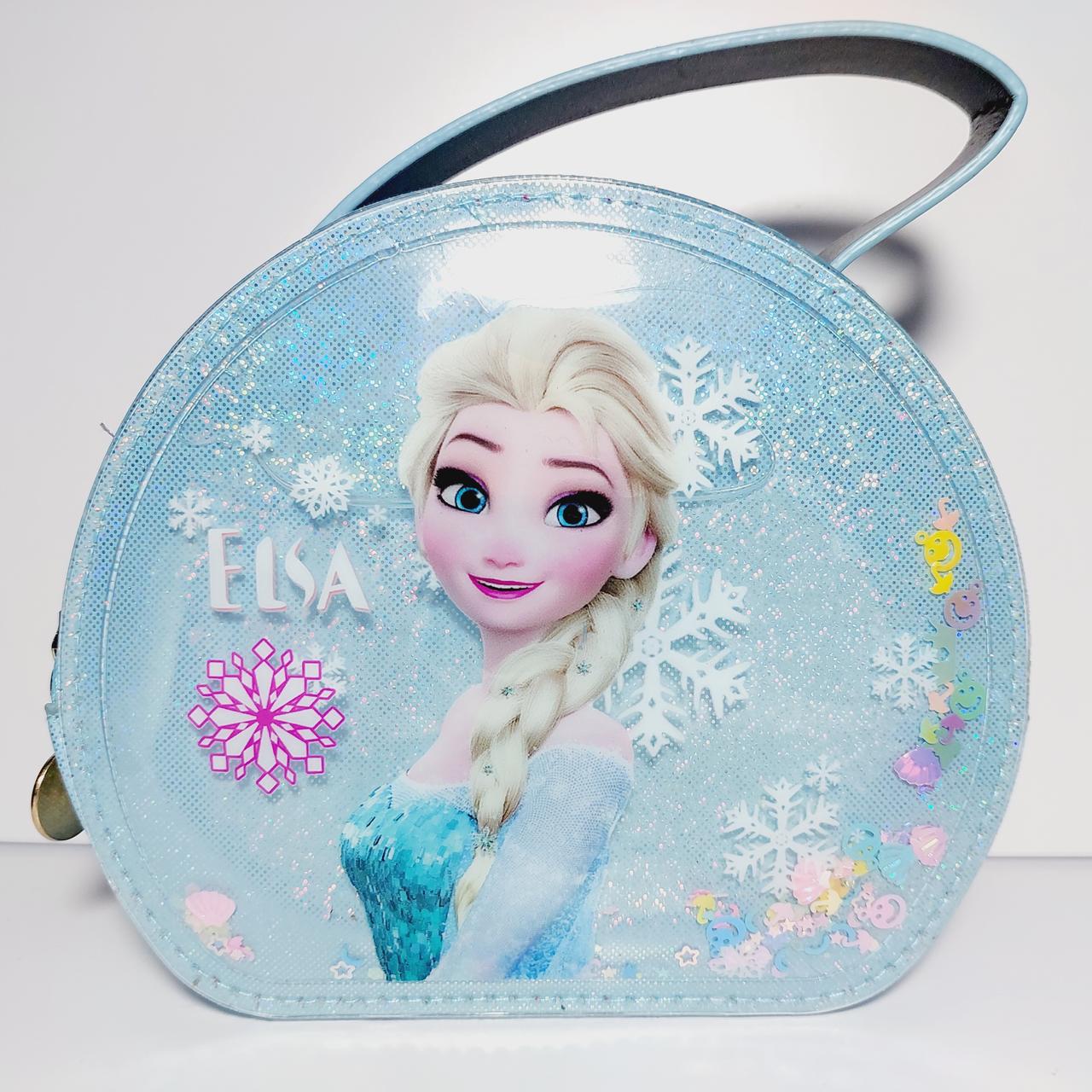 Дитяча лакова сумочка Ельза з паєтками, що плавають, для дівчинки довга регульована ручка 1328, фото 1