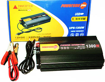 Інвертор PowerOne 1300W із зарядкою 12V220V Перетворювач