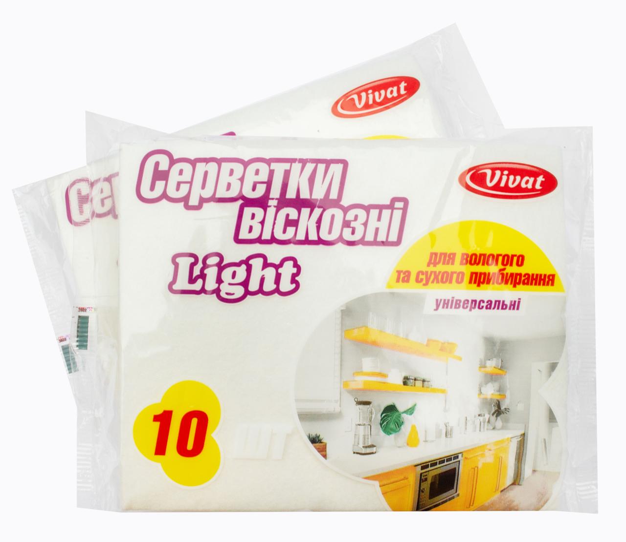 Серветка віскозна Light біла 10 шт/уп (Vivat) 36.5*30 см