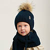 Тепла дитяча шапка на зав'язках на 3 4 5 років, Шапка на зав'язках із підкладкою фліс з помпоном, фото 7
