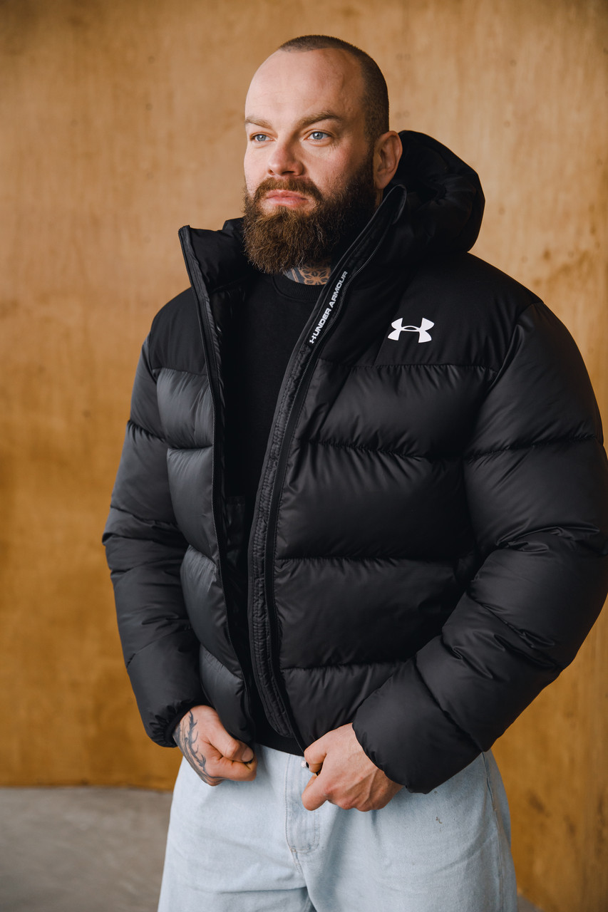 Чоловіча зимова дута куртка Андер армор Under Armour чорний пуховик UA