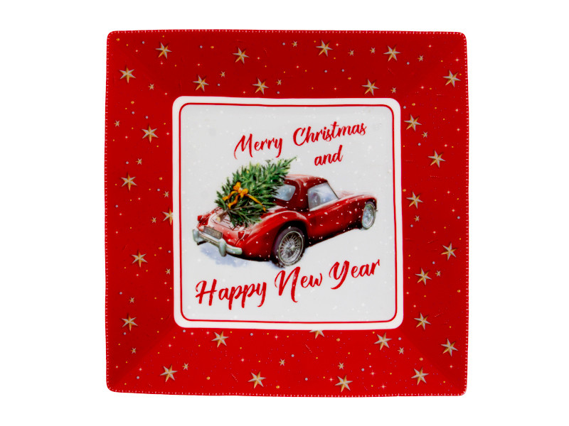 Блюдо Lefard Різдвяна колекція Машина з ялинкою 22,5х22,5 см 985-201 порцеляна