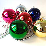 Набір новорічних  іграшок кольорові 6 шт 10 см | прикраси ялинкові | новорічні іграшки, фото 2
