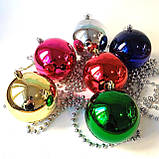 Набір новорічних  іграшок кольорові 6 шт 10 см | прикраси ялинкові | новорічні іграшки, фото 3