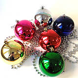 Набір новорічних  іграшок кольорові 6 шт 10 см | прикраси ялинкові | новорічні іграшки, фото 5