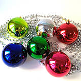 Набір новорічних  іграшок кольорові 6 шт 8см | прикраси ялинкові | новорічні іграшки, фото 4