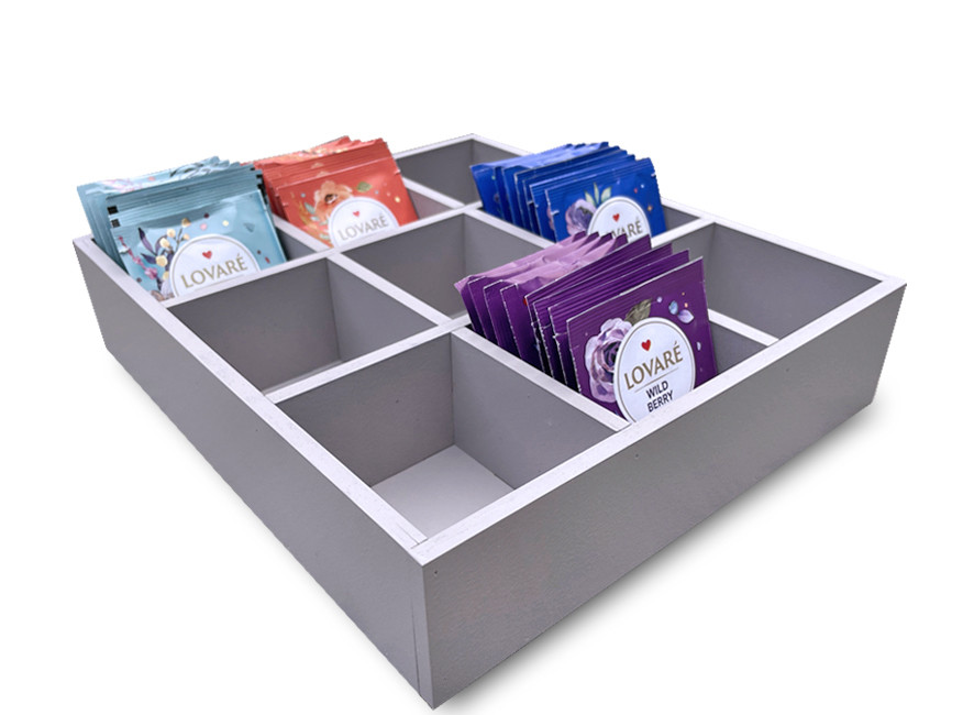 Барний органайзер для пакетиків чаю на 9 секцій, чайний органайзер 26х23х6cм, (МДФ) лінія LATTE