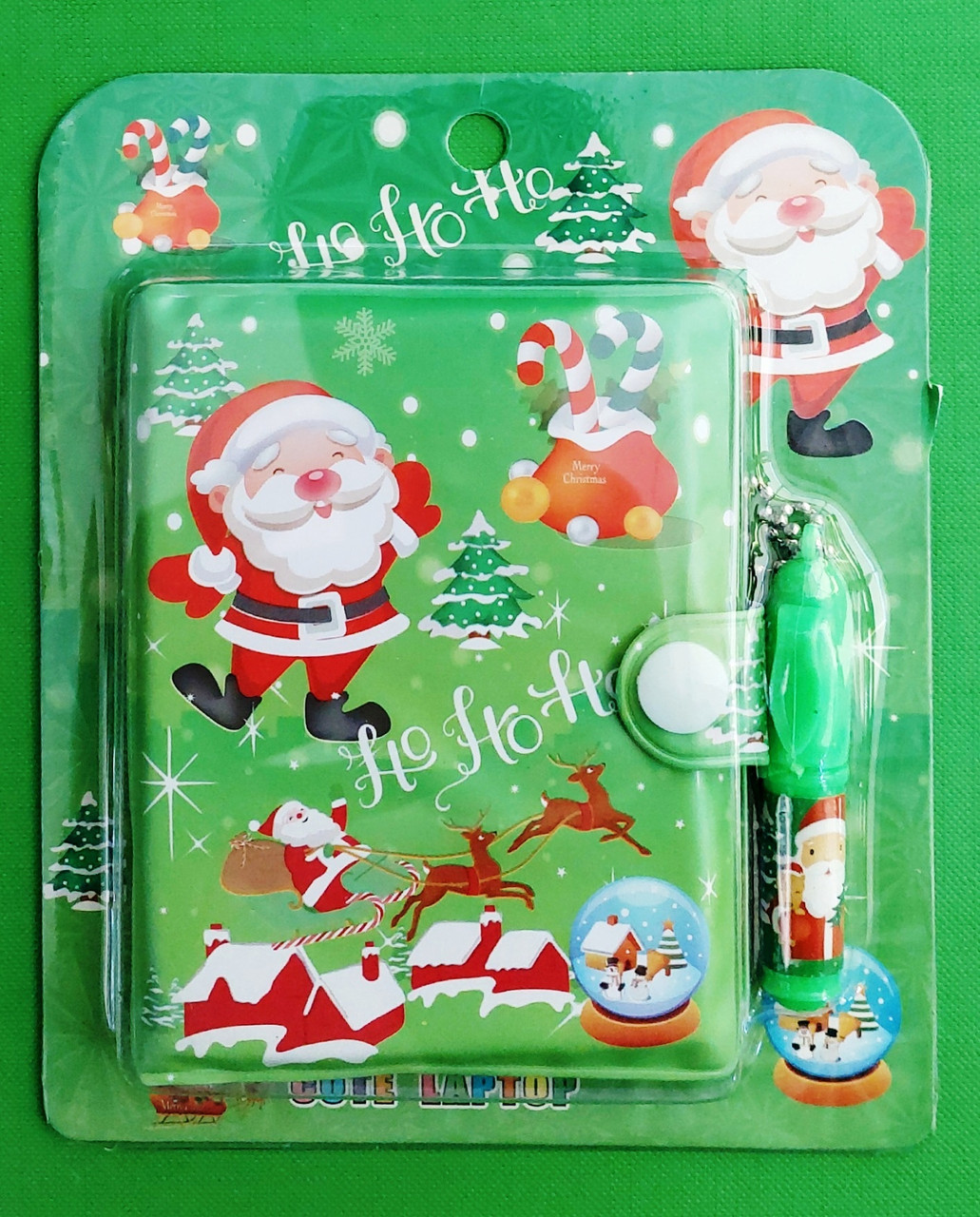 Канц Блокнот 8*10 см/45арк/Е-001-NY/ на кнопці ПВХ+ручка-брелок (1/16)