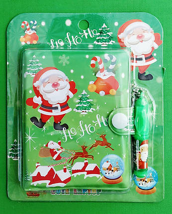 Канц Блокнот 8*10 см/45арк/Е-001-NY/ на кнопці ПВХ+ручка-брелок (1/16), фото 1