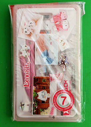 Канц Готовальня ”JO” /7002/ в футлярі, 7 предметів, мікс (1/12), фото 1