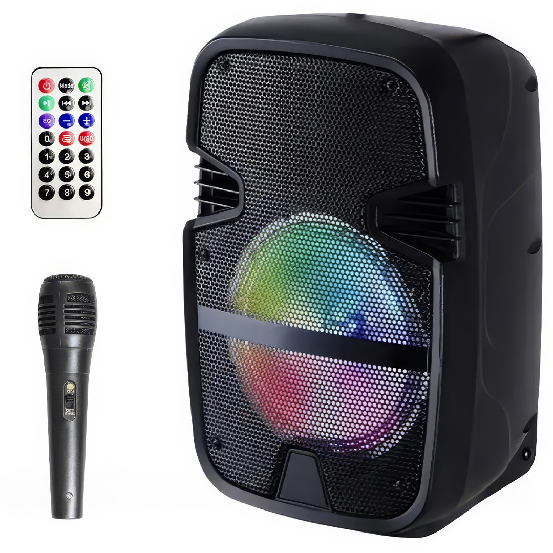 Портативна акустична система з мікрофоном та світломузикою Tekno altavoces 6.5" BT Колонка з RGB підсвічуванням, фото 1