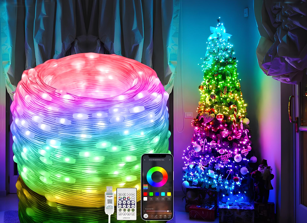 Смарт гірлянда з керуванням через смартфон Neon Lights RGB LED 10 метрів