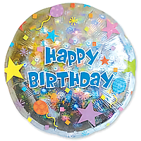 Фольгована куля з малюнком Anagram Happy Birthday кулі та зірки