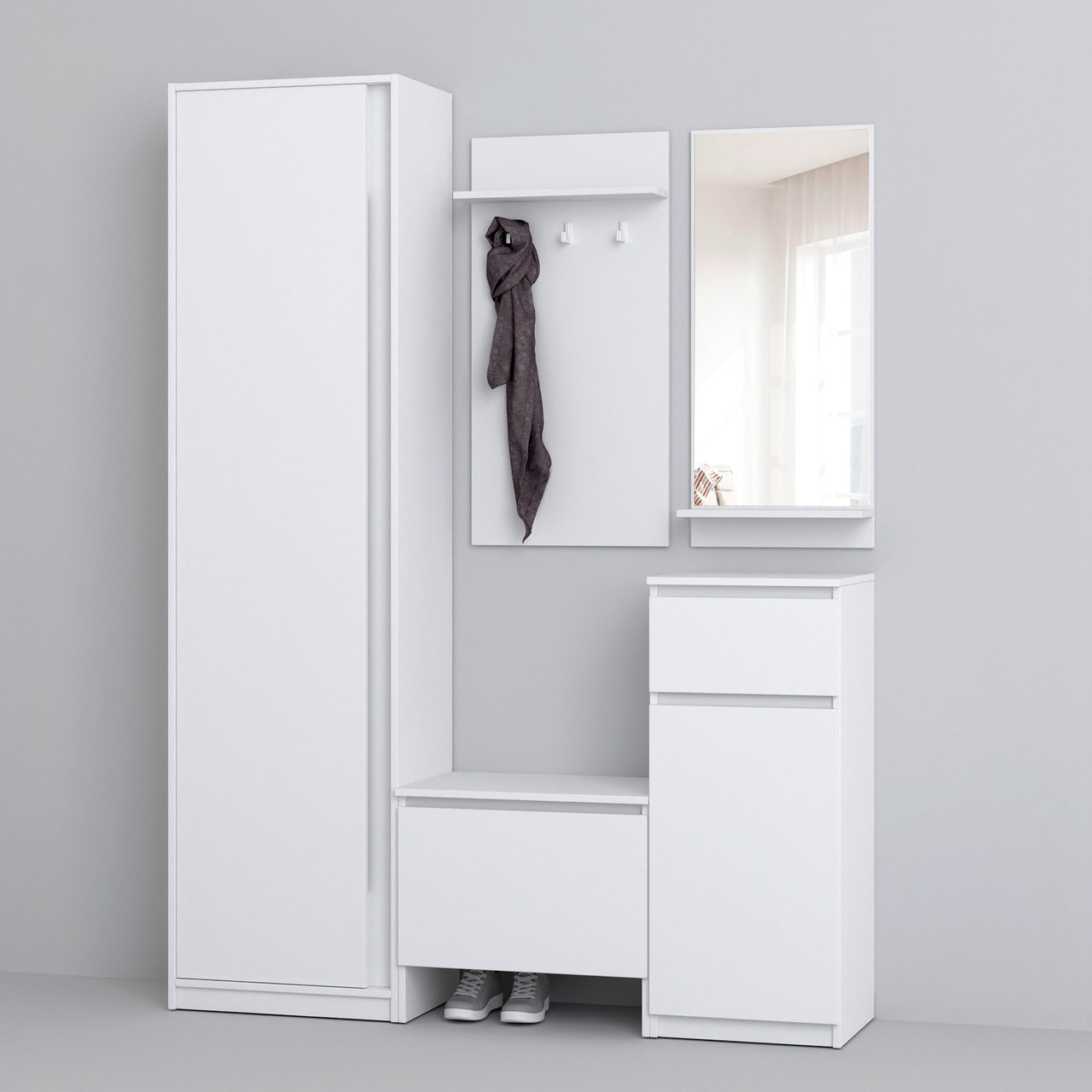 Передпокій з шафою Компанит Брайтон Білий (147х37,6х200 см), фото 1