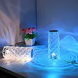 Кришталева настільна лампа Ромб Rgb Crystal Rose, 4 режими сенсорне керування USB, фото 5