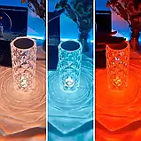 Кришталева настільна лампа Ромб Rgb Crystal Rose, 4 режими сенсорне керування USB, фото 9