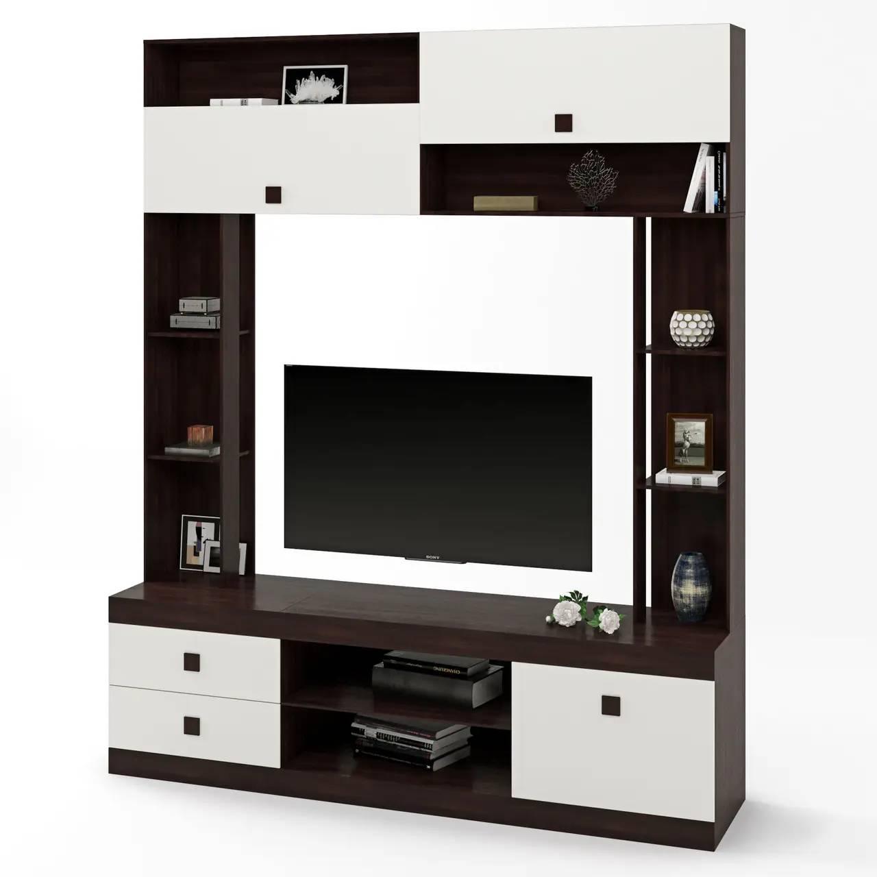 Стінка в гостину Еверест Венге темний + білий (160х38х194 см), фото 1