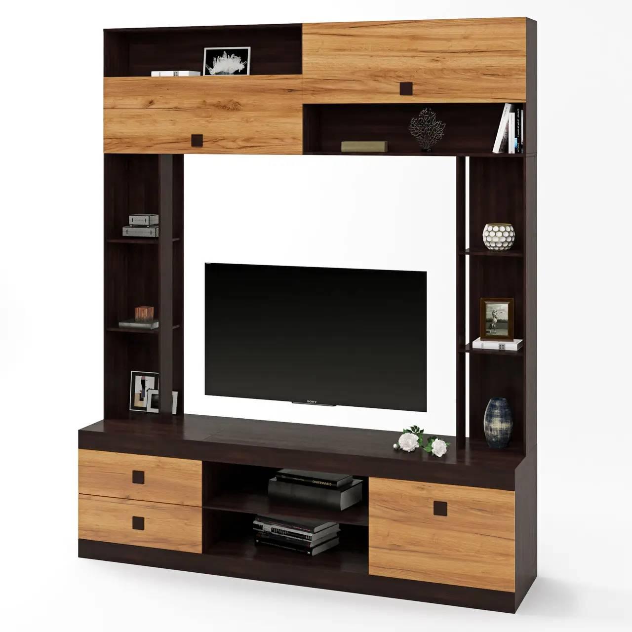 Стінка в гостину Еверест Венге темний + дуб крафт золотий (160х38х194 см), фото 1