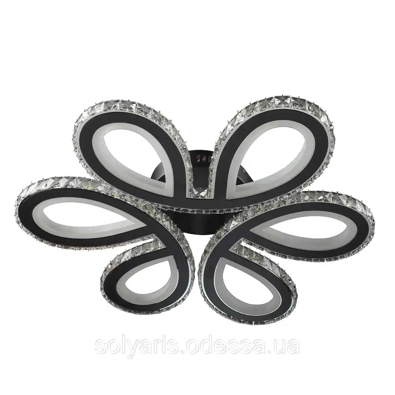 Велика чорна світлодіодна люстра з кришталем із пультом керування SY-227215/3 BK+CR DIMMER, фото 1