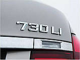 Емблема напис 730Li для BMW (2020-2023г) хром 235х27мм пластик (на скотчі) (вр-во Завод) CH, фото 3