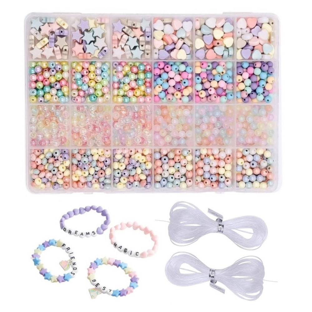 Набор для плетения браслетов из бусин перламутровые бусины звездочки набор для бус и браслетов 1200 шт - фото 1 - id-p2405169851