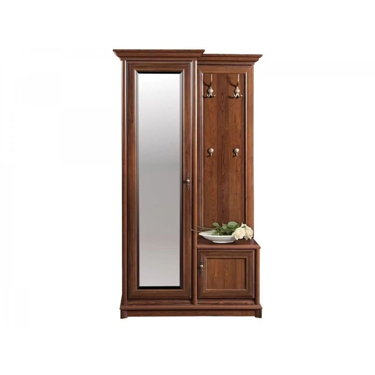 Передпокій модульний з дзеркалом Gerbor Соната 110 L Каштан 119х43х205 см, фото 1