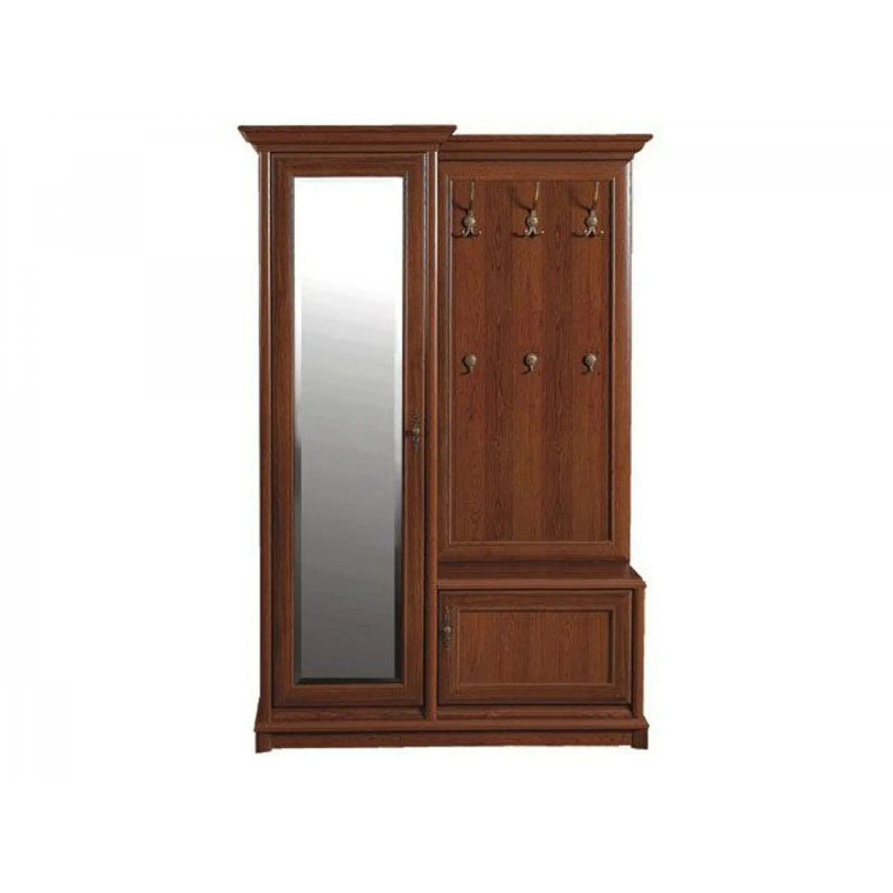 Передпокій модульний з дзеркалом Gerbor Соната 150 L Каштан 142х43х205 см, фото 1