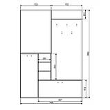 Передпокій модульний з дзеркалом Gerbor Ветланда Дуб ансберг + Німфея альба 140х42х200 см, фото 3