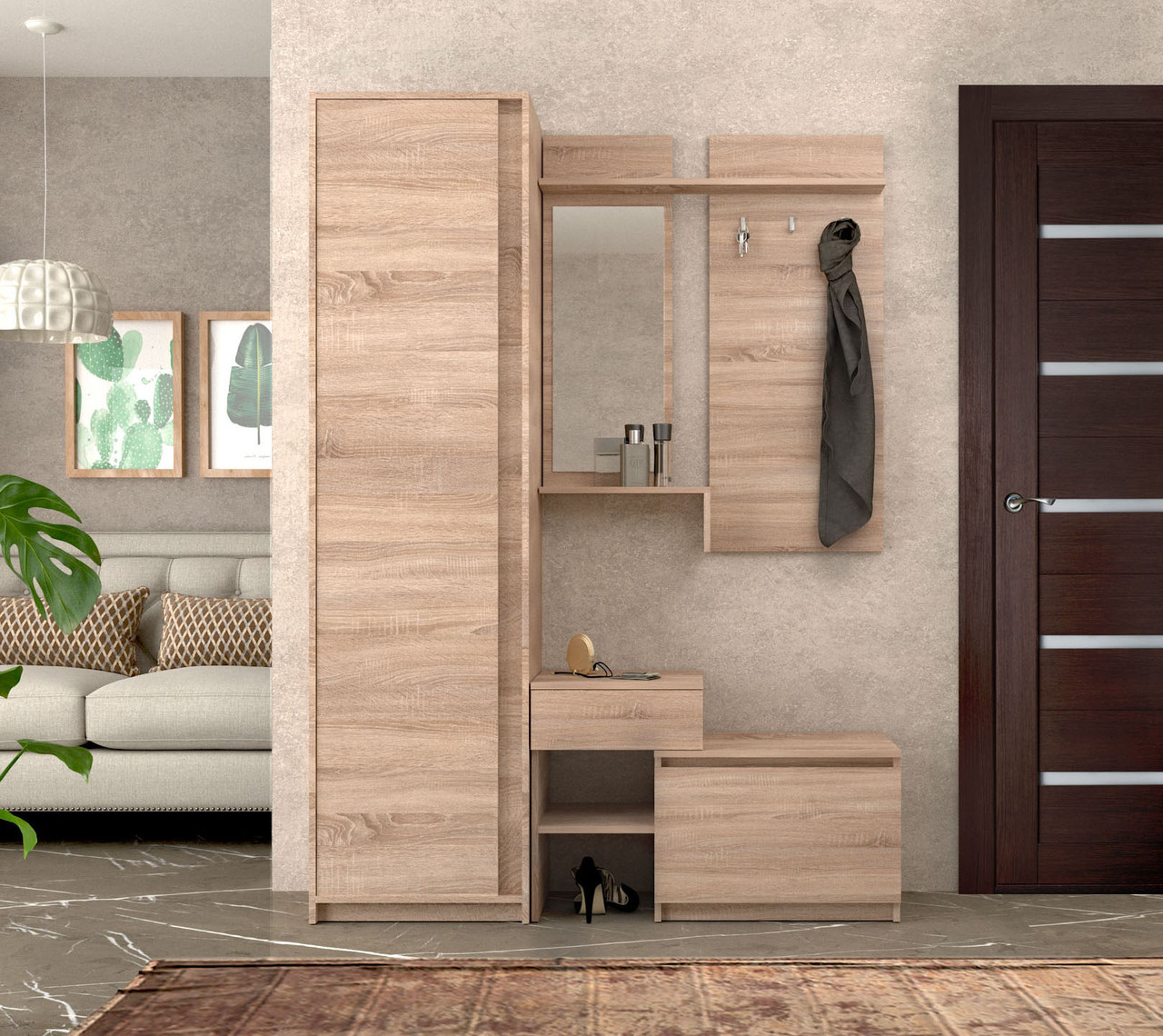 Передпокій з шафою Компанит Брайтон Дуб сонома (142х37,6х200 см), фото 1