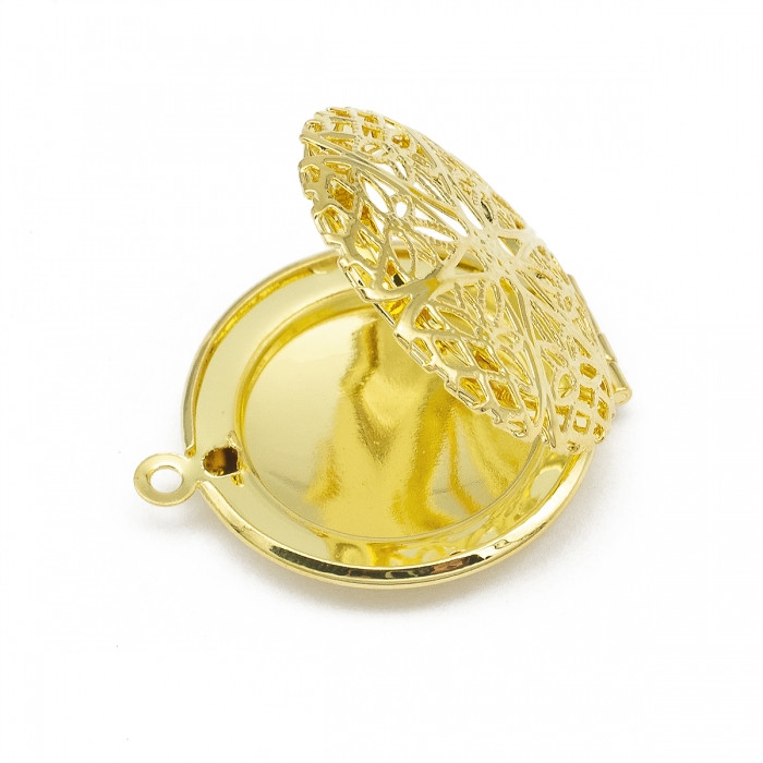 Кулон-Коробочка, Підвіска Круглий Латунь, Золото, 30х27х7мм, Отвір 2мм, 1 шт, фото 1