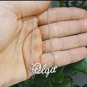 Срібне кольє з ім'ям Olga, срібна підвіска з ім'ям Olga, срібне ім'я Olga