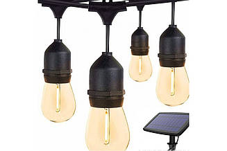 Новорічна вулична ретро гірлянда з лампочками із сонячною панеллю 5 м 10 led SFK-13 M